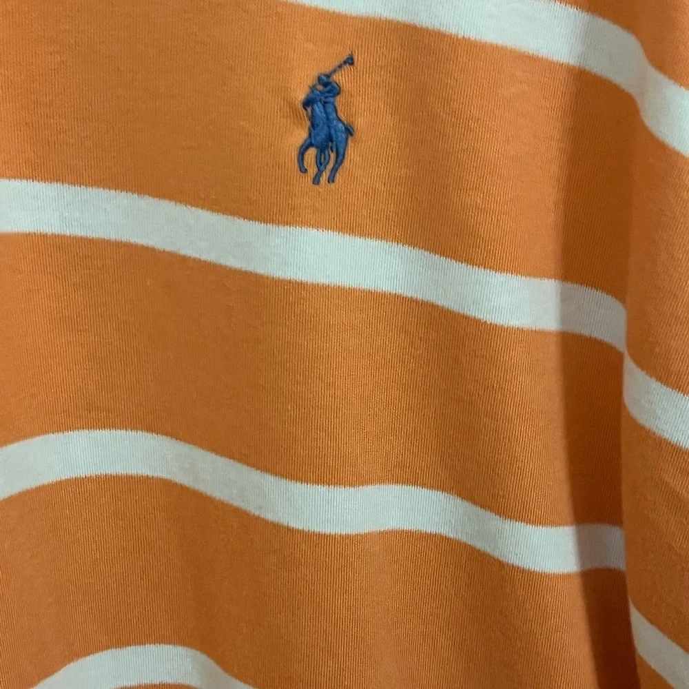 Polo by Ralph Lauren Orange White Striped Men's Shirt Size XL Casual Preppy